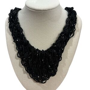 Black Woven Beaded Necklace
